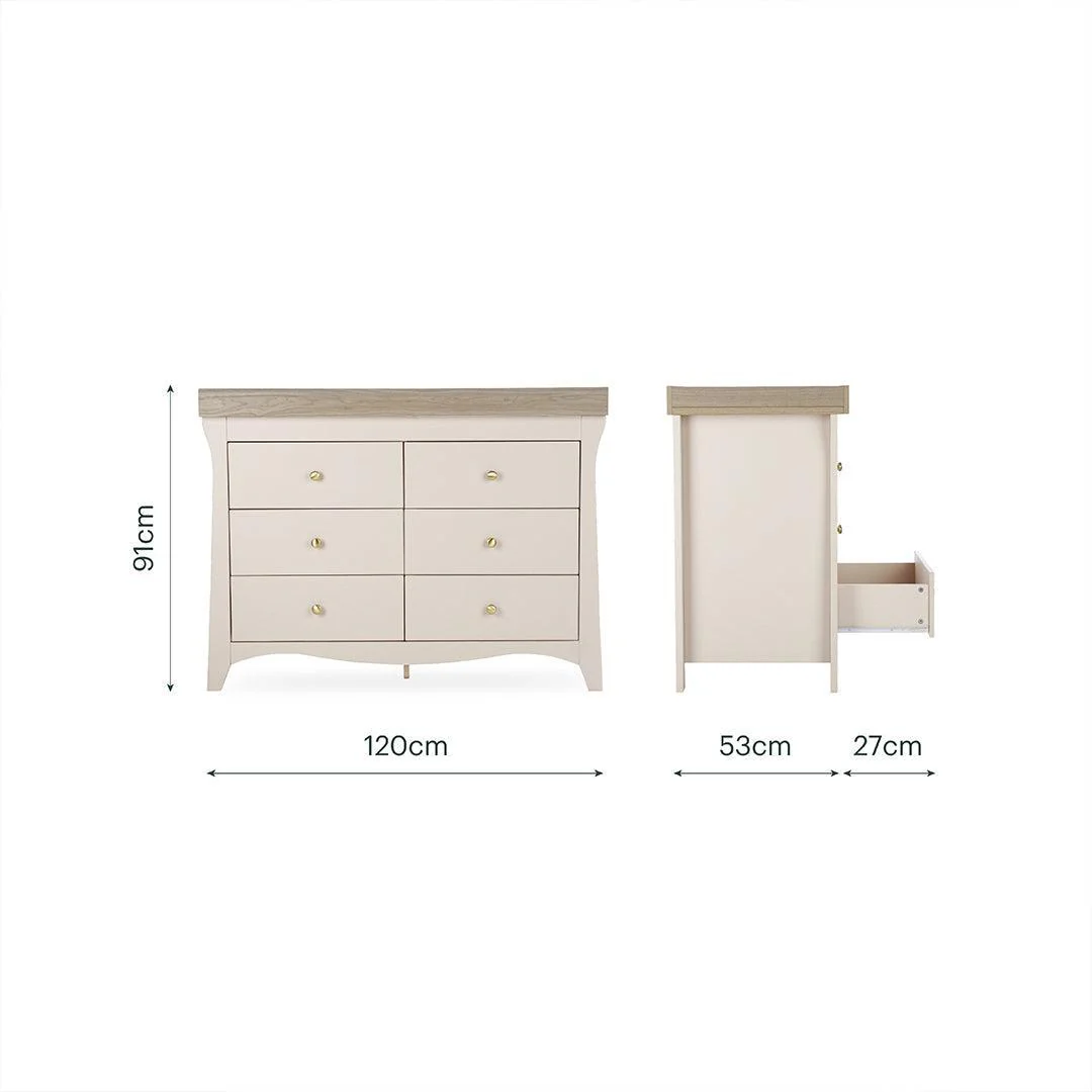 CuddleCo Clara Wide 6 Draw Dresser Changer - Cashmere/Ash - Image 6