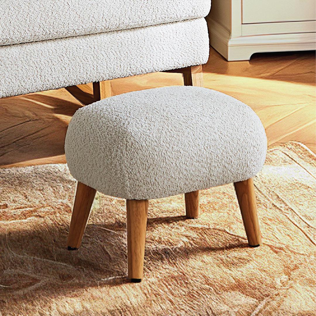 CuddleCo Etta Foot Stool - Boucle Off White - Image 3
