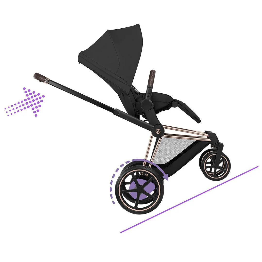CYBEX e-Priam Comfort Pushchair & Foldable Carrycot - Sepia Black/Rose Gold - Image 7