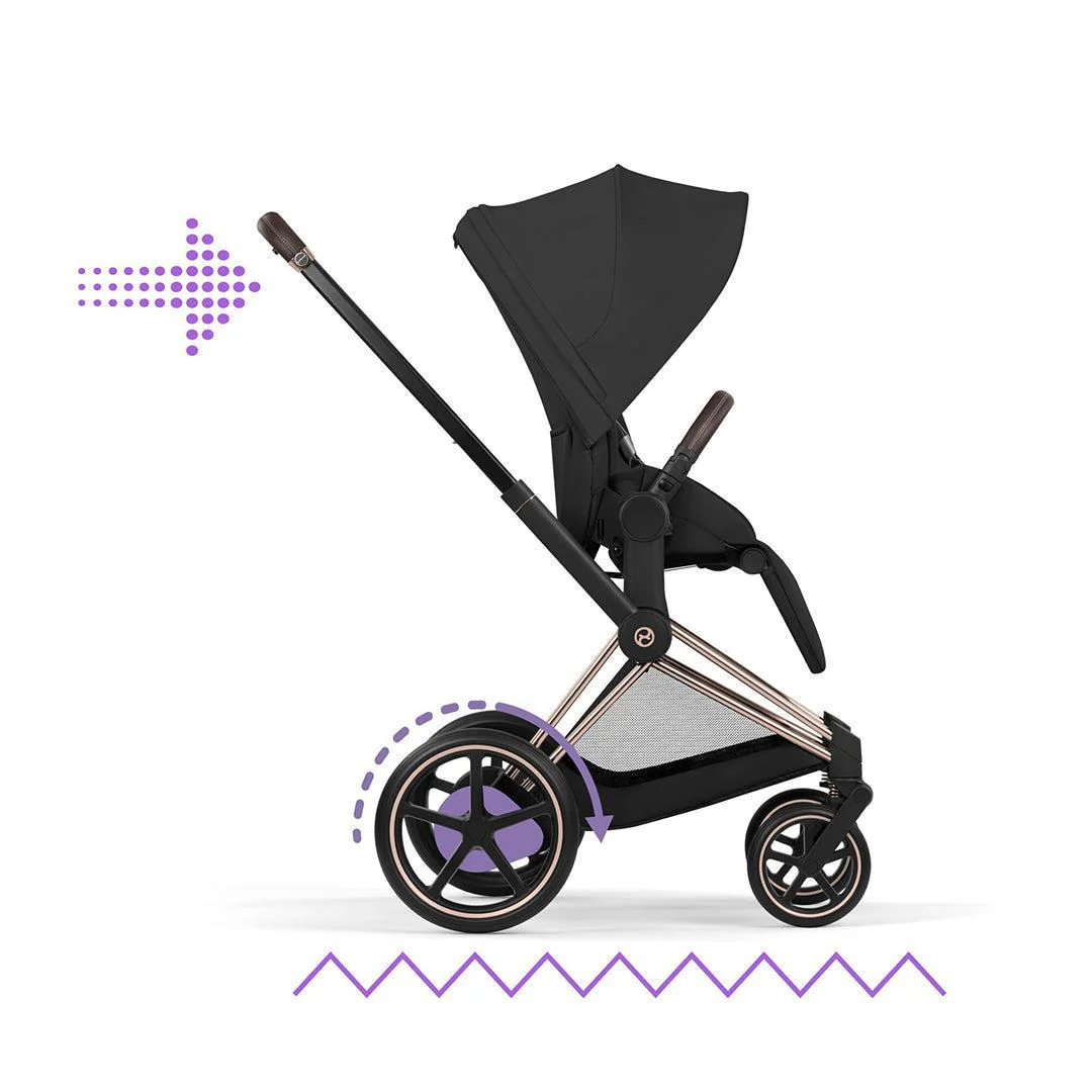 CYBEX e-Priam Comfort Pushchair & Foldable Carrycot - Sepia Black/Rose Gold - Image 8