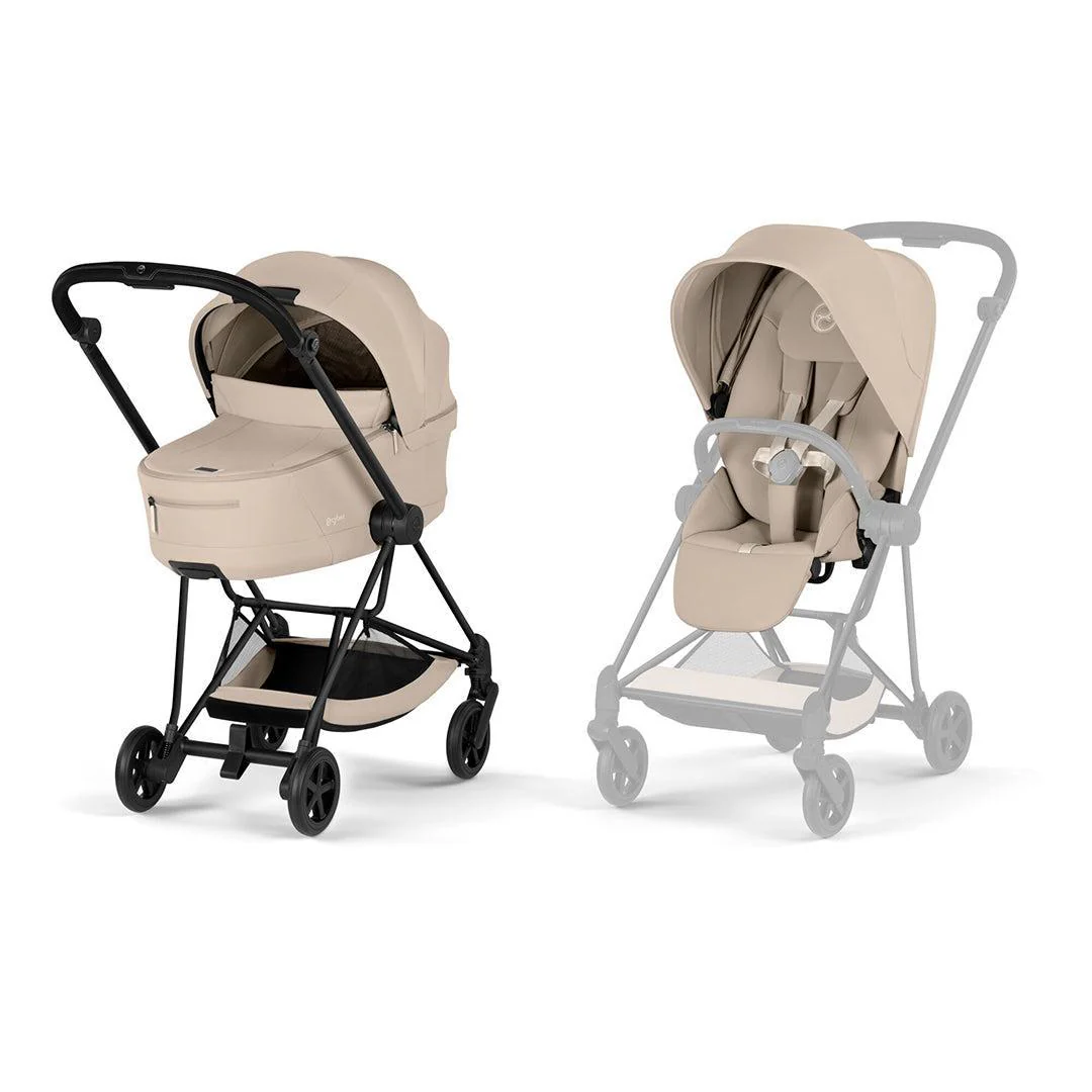 CYBEX Mios Comfort Pushchair & Foldable Carrycot - Cozy Beige/Black