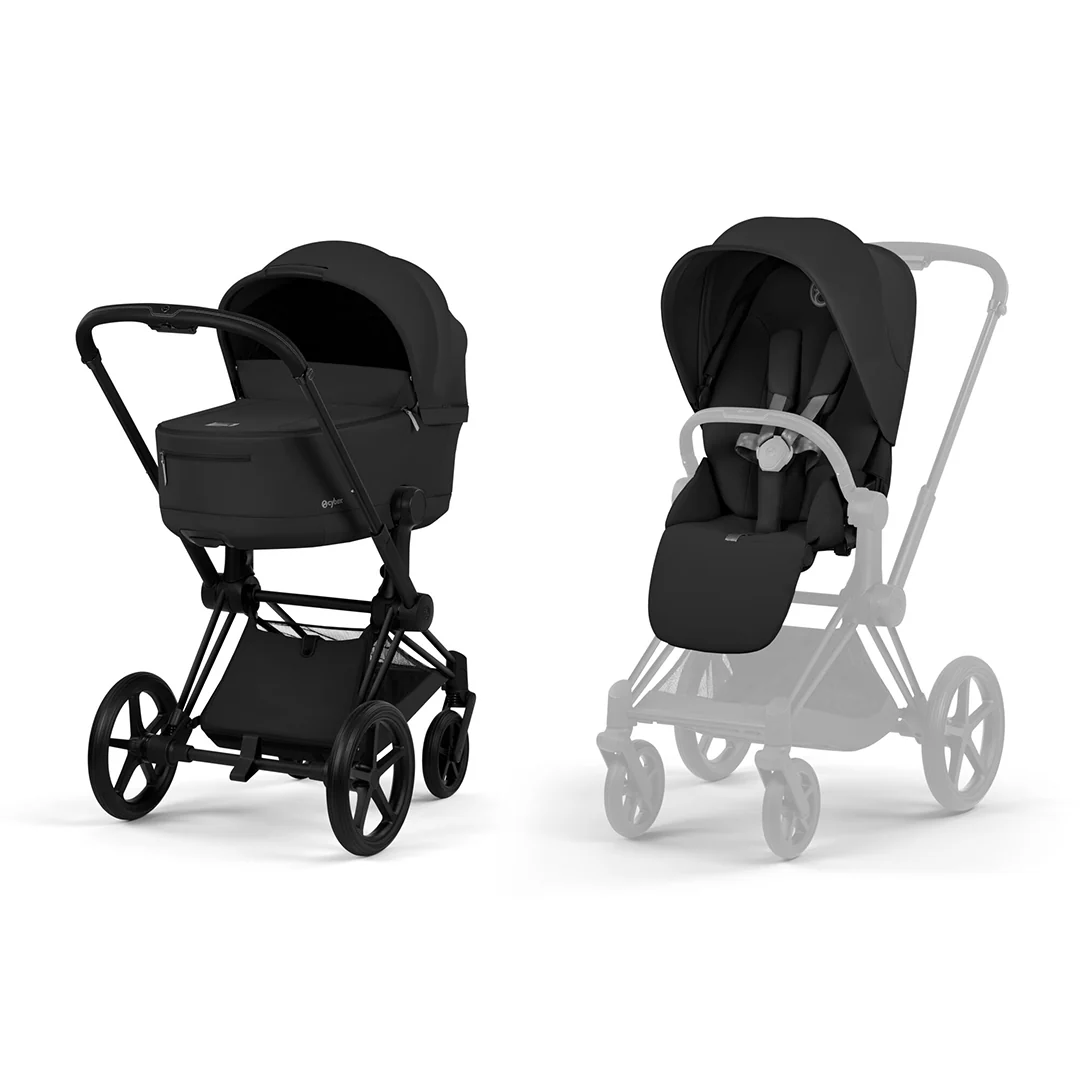 CYBEX Priam Comfort Pushchair & Foldable Carrycot - Sepia Black/Black
