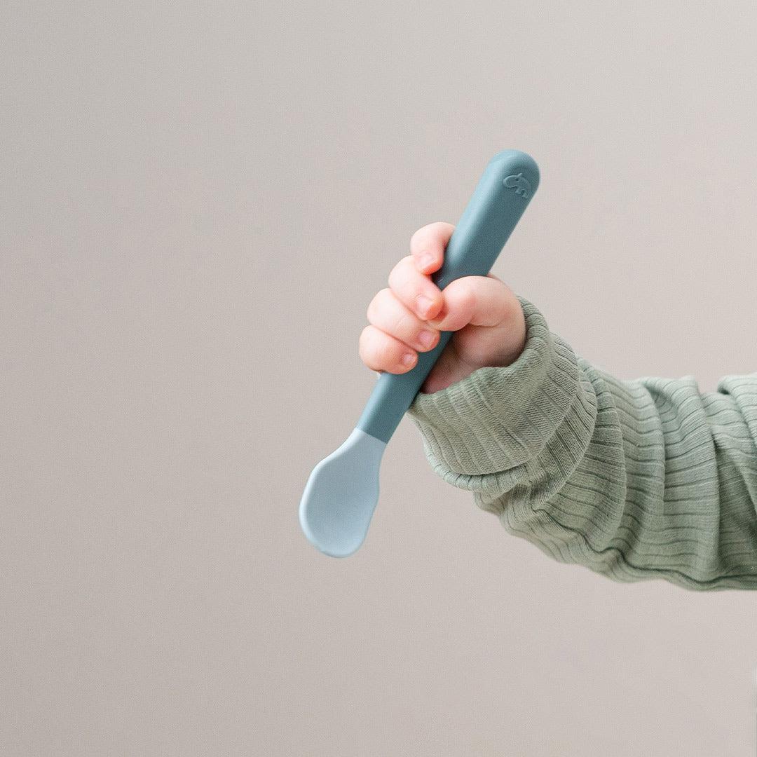 Done by Deer Foodie Easy Grip Baby Spoon - 3 Pack - Blue - Image 3