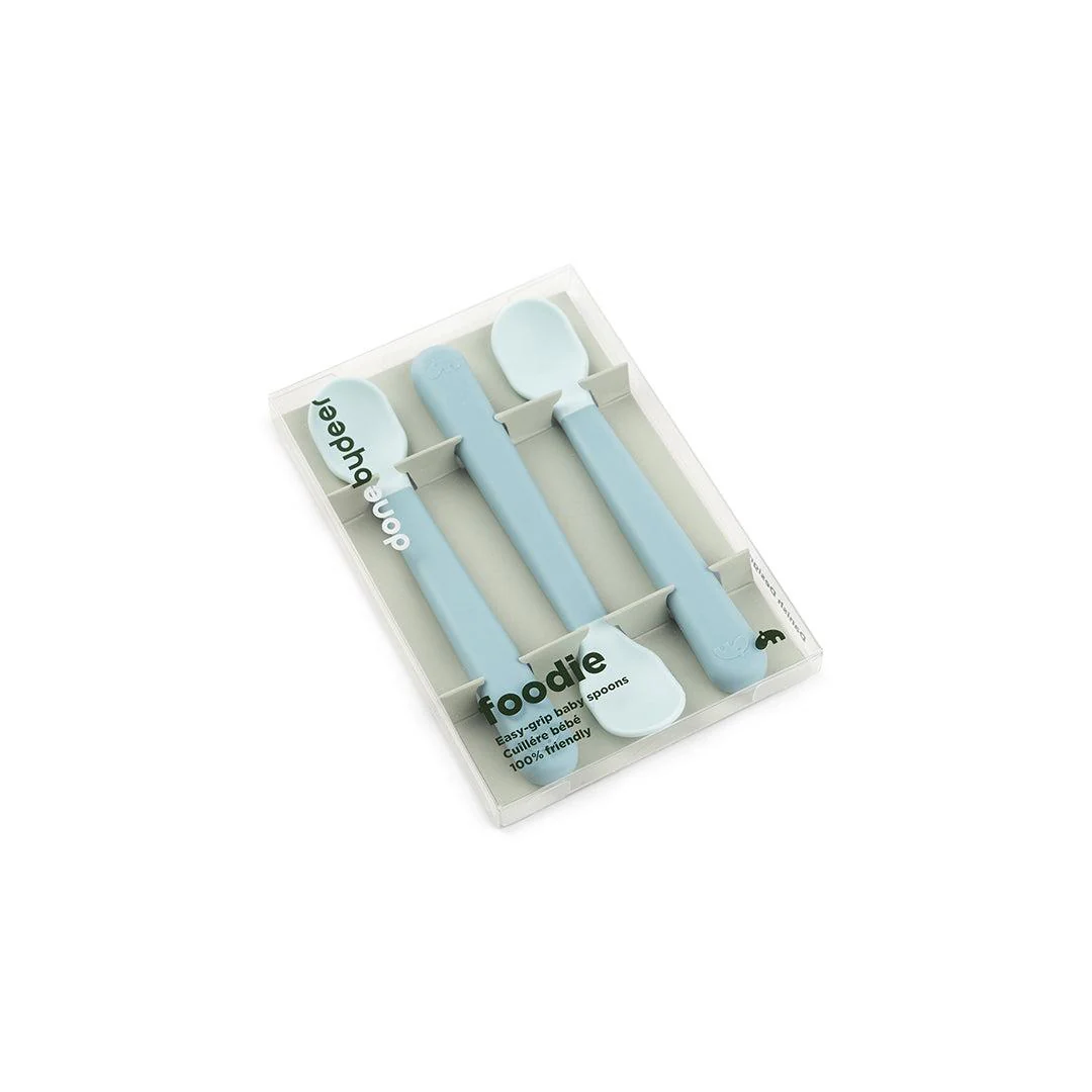 Done by Deer Foodie Easy Grip Baby Spoon - 3 Pack - Blue - Image 4