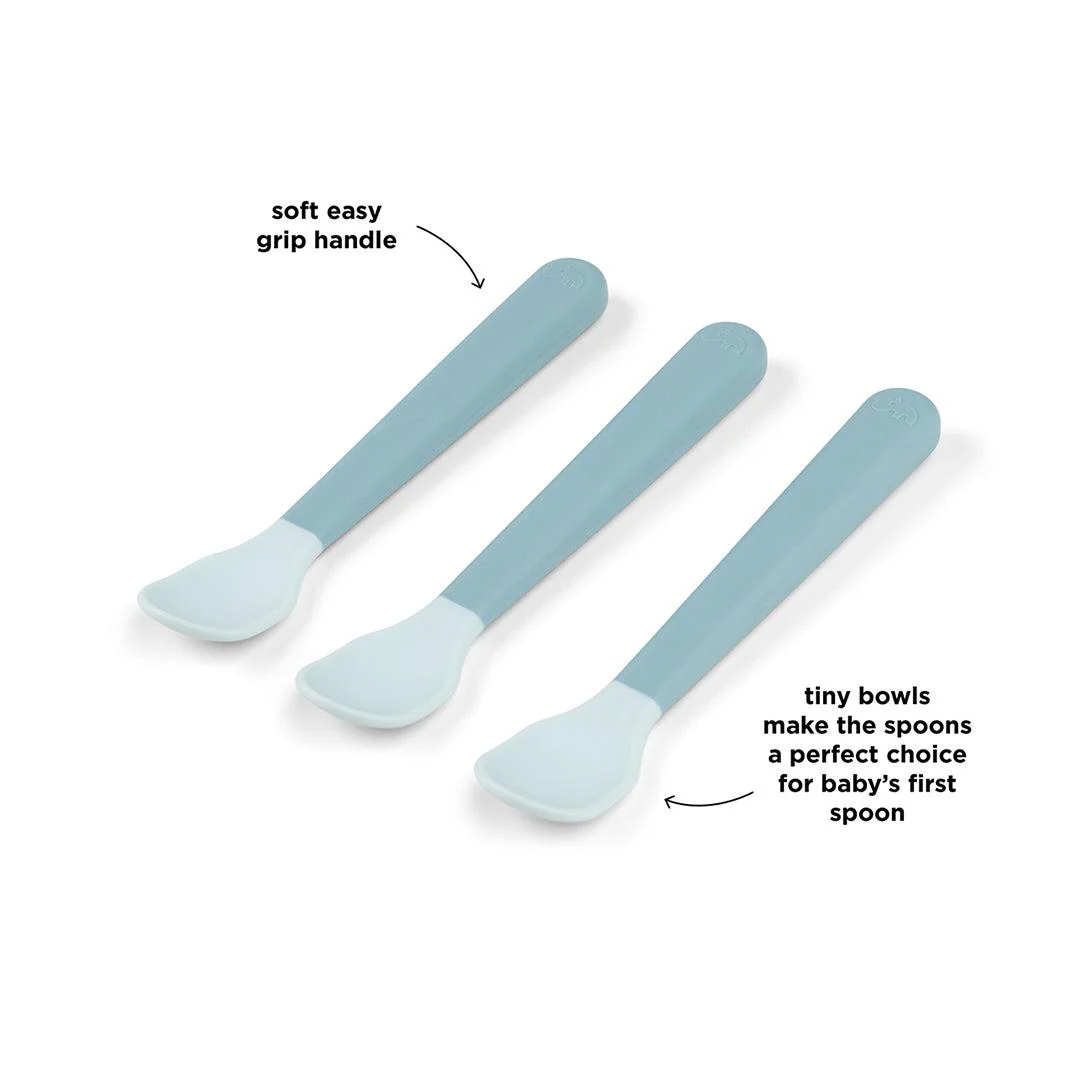 Done by Deer Foodie Easy Grip Baby Spoon - 3 Pack - Blue - Image 6