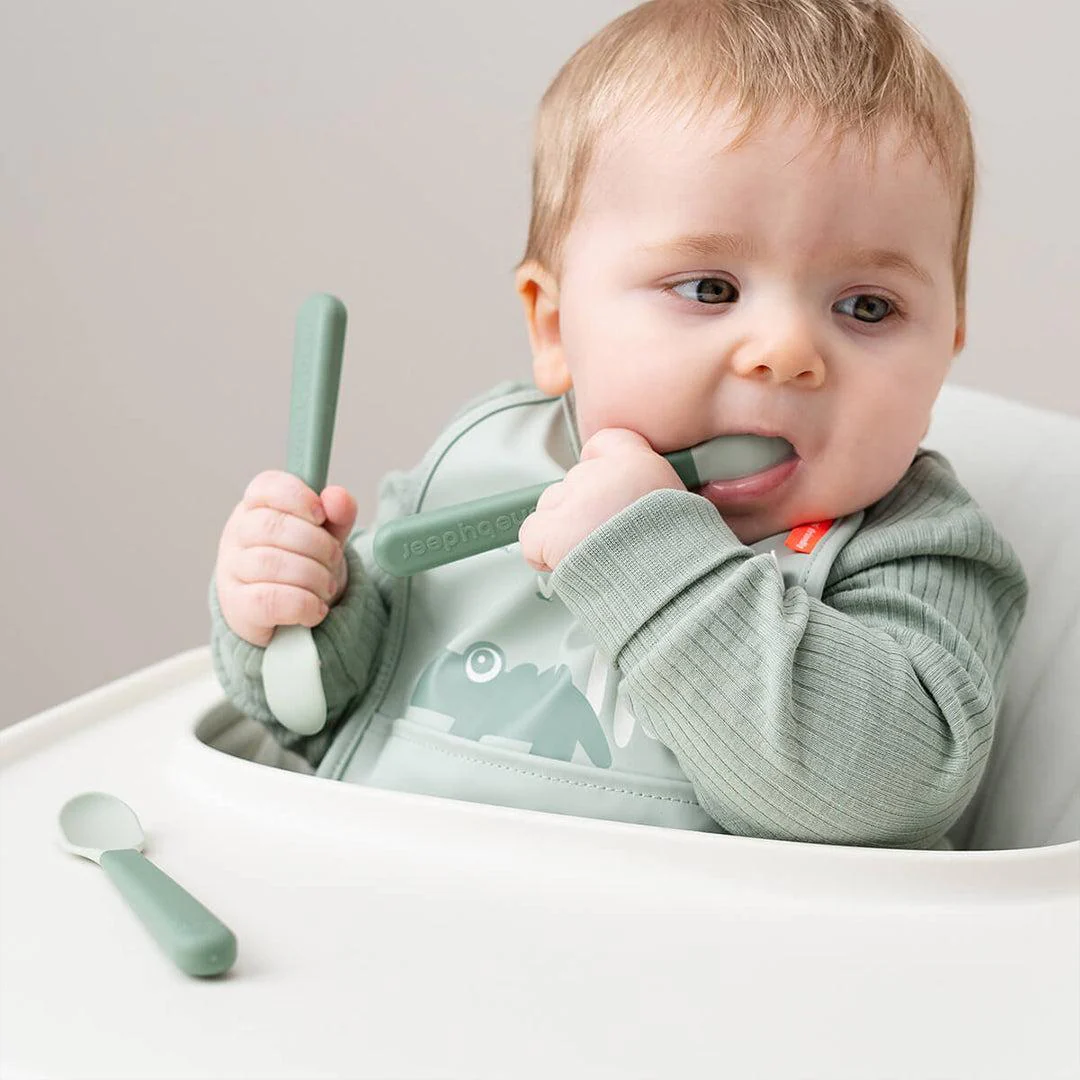 Done By Deer Foodie Easy-Grip Baby Spoon 3 Pack - Green - Image 2