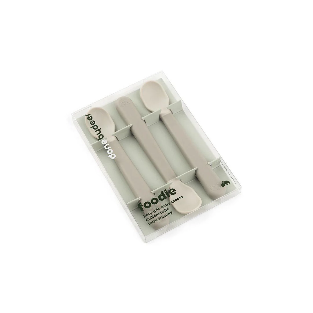 Done By Deer Foodie Easy-Grip Baby Spoon 3 Pack - Sand - Image 4