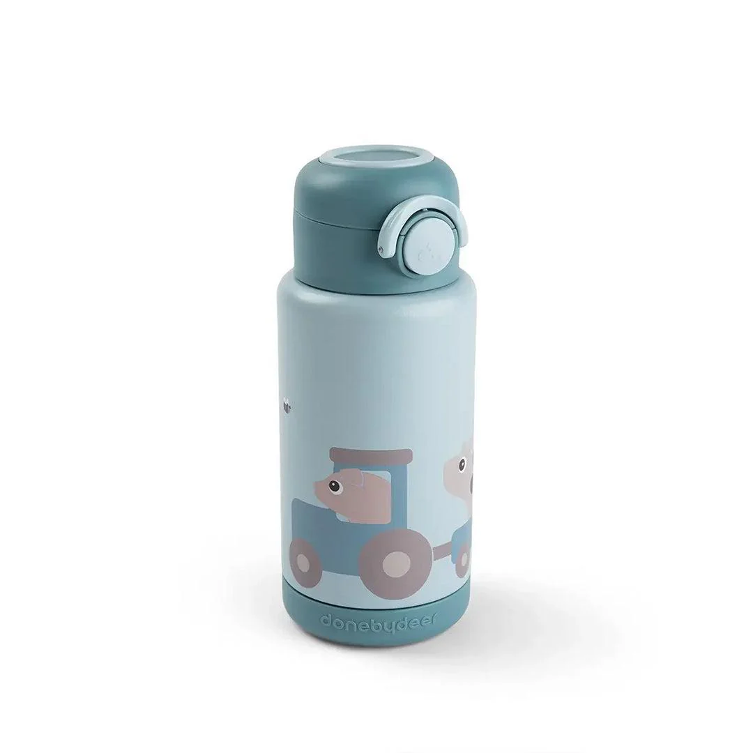 Done by Deer Insulated Bottle - Tiny Farm Blue