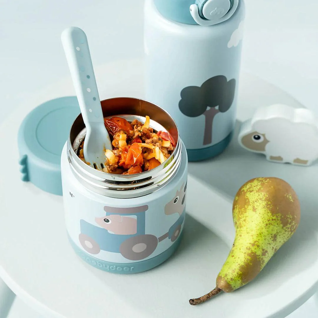 Done by Deer Insulated Food Jar - Tiny Farm Blue - Image 4