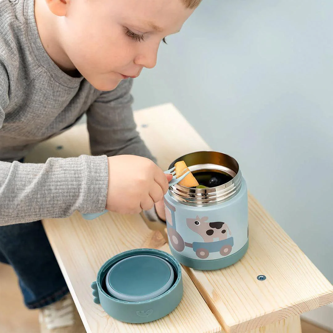 Done by Deer Insulated Food Jar - Tiny Farm Blue - Image 5
