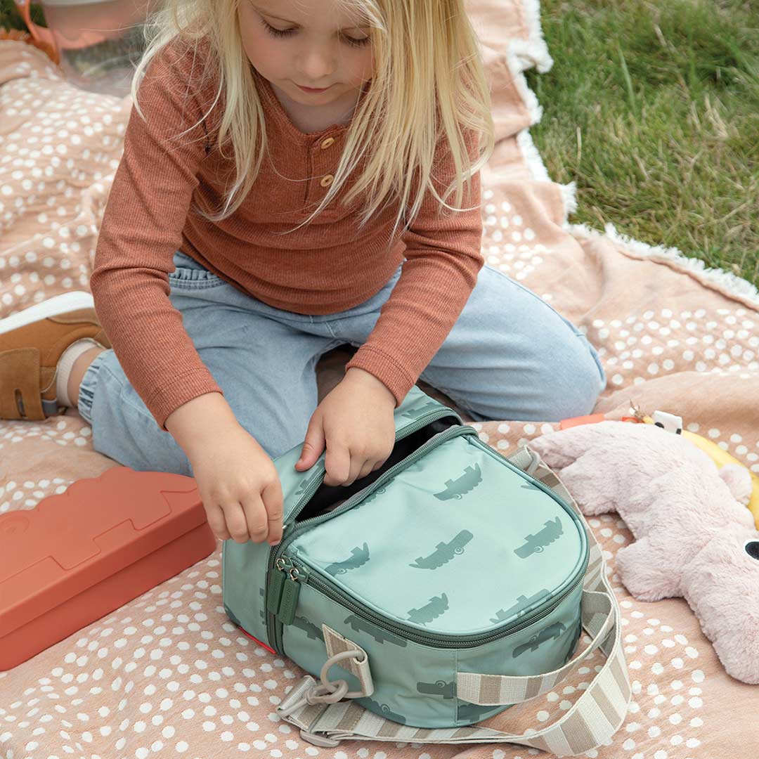 Done by Deer Kids Insulated Lunch Bag - Green - Croco - Image 3