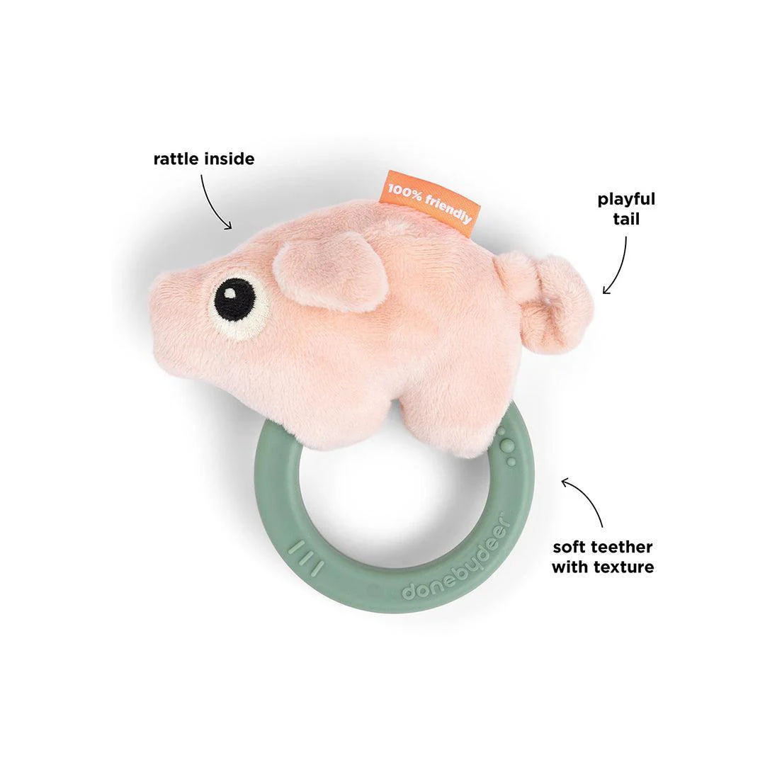 Done By Deer Sensory Rattle with Teether - Pigee Colour Mix - Image 2
