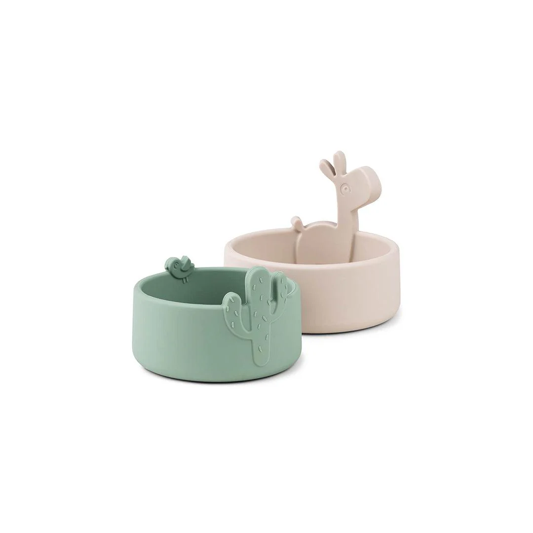 Done by Deer Silicone Bowl Set 2 Pieces - Sand/Green - Lalee - Image 8