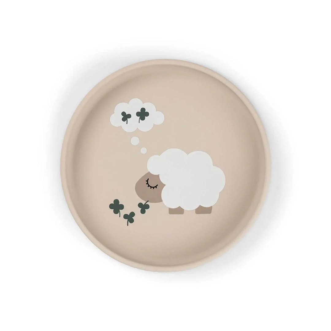 Done by Deer Silicone Stick & Stay Plate - Tiny Farm Sand