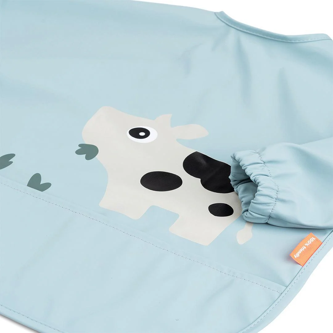 Done By Deer Sleeved Pocket Bib - Tiny Farm Blue - Image 3