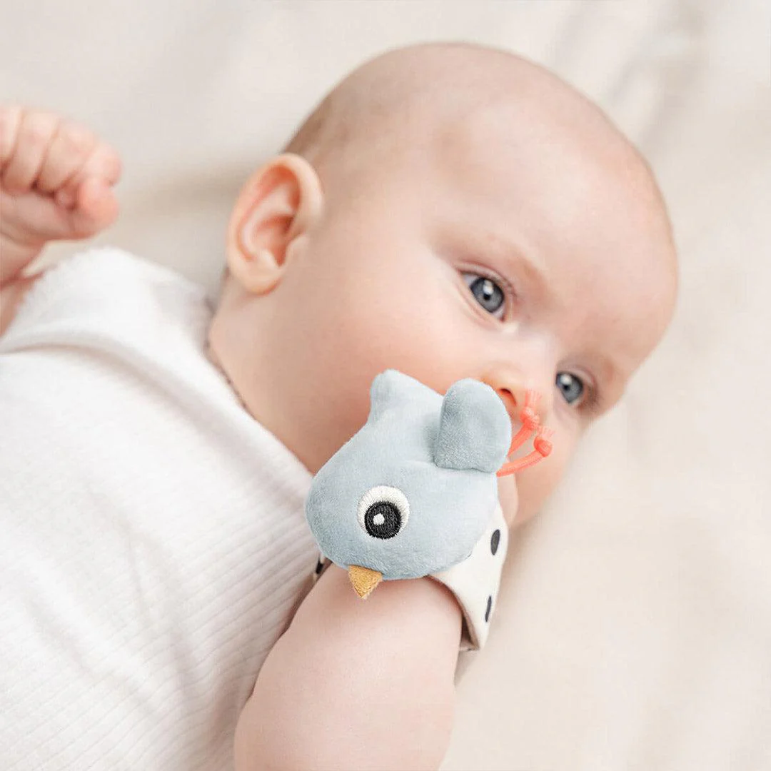 Done by Deer Wrist Rattle Set - 2 Pack - Blue - Happy Clouds - Image 2