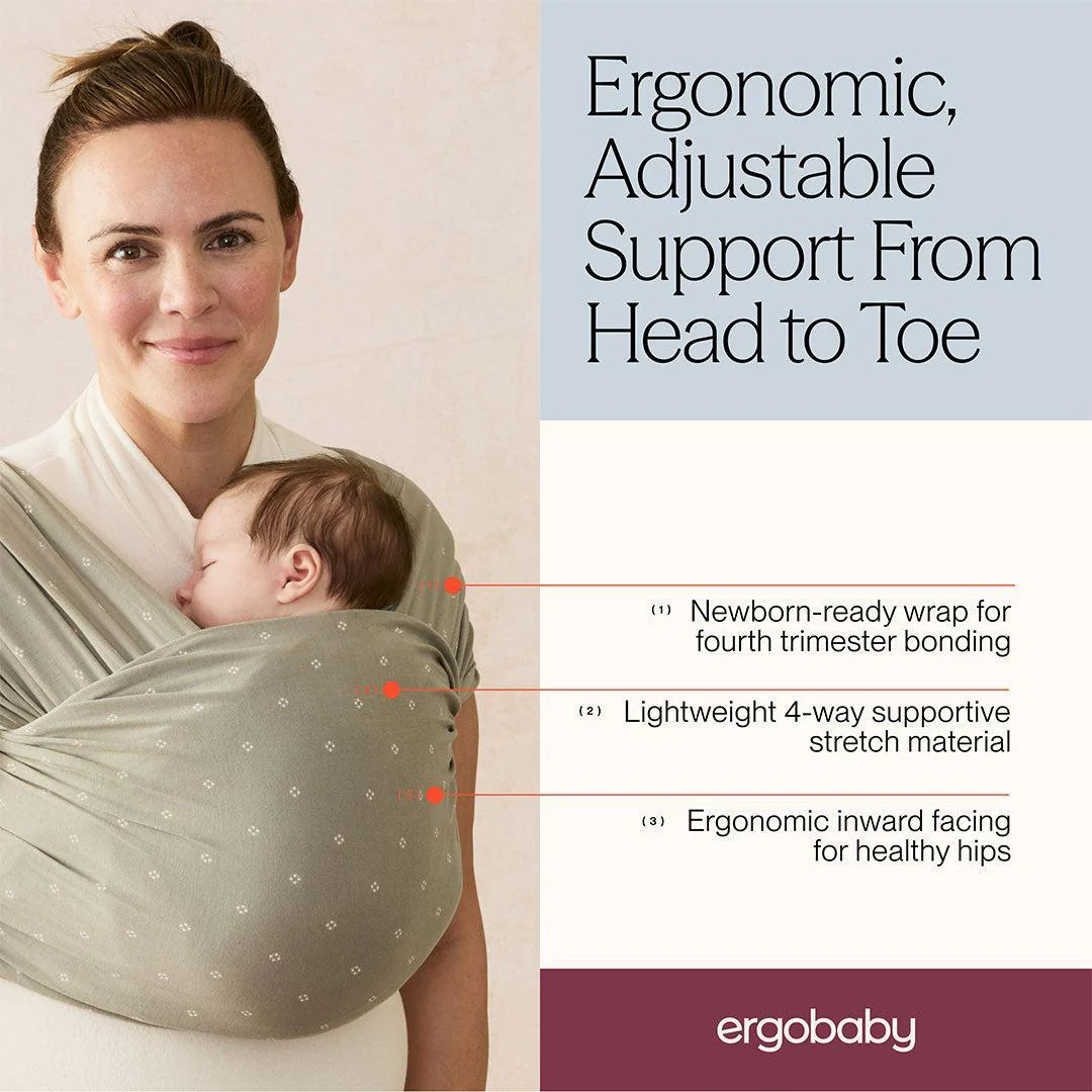 Ergobaby Aura Wrap Sustainable Knit - Olive Diamonds - Image 3