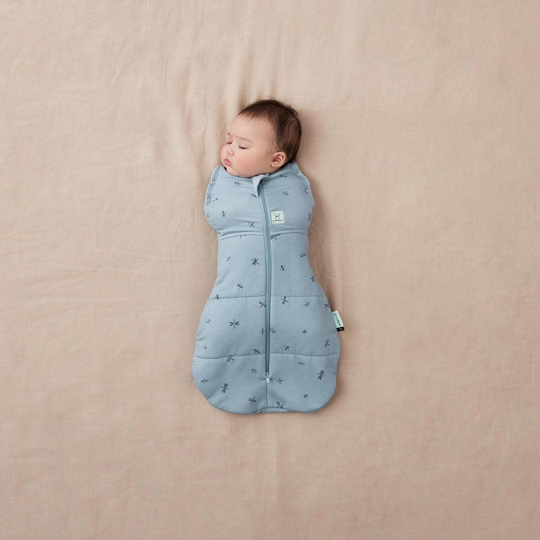 ergoPouch Organic Winter Cocoon Swaddle Sleeping Bag - 2.5 TOG - Blue Dragonflies - Image 8
