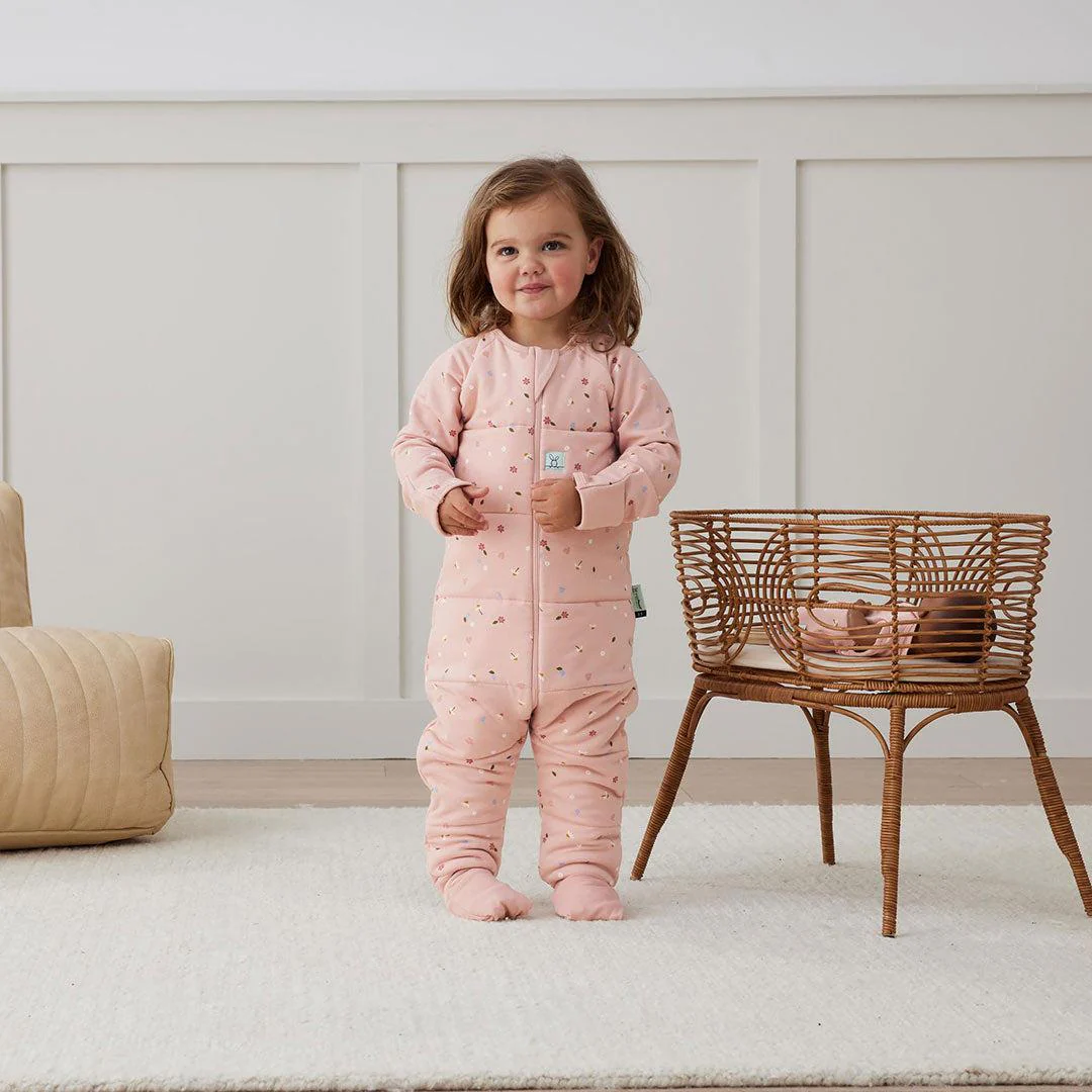 ergoPouch Organic Winter Long Sleeved Sleep Onesie - 2.5 TOG - Pink Daisies - Image 5
