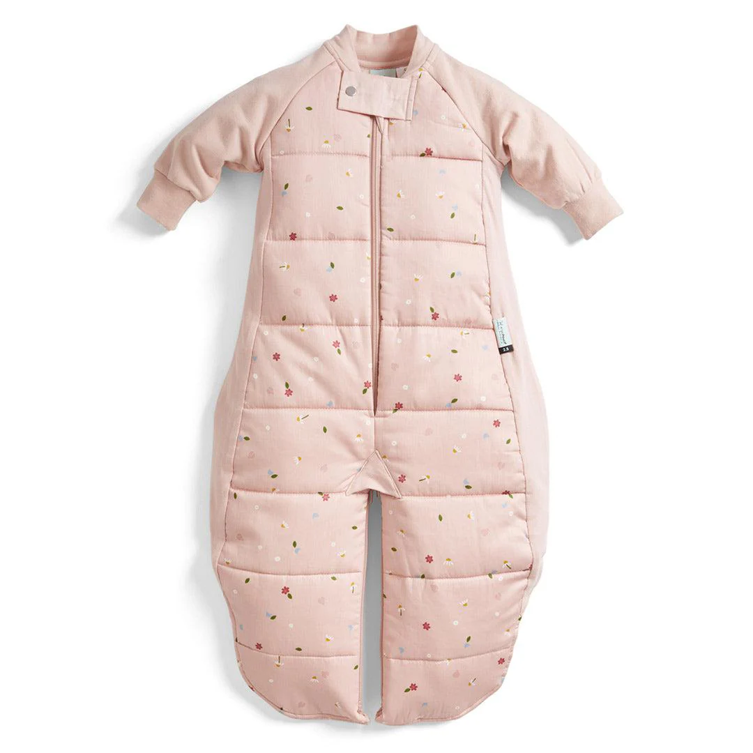ergoPouch Organic Winter Long Sleeved 2 in 1 Sleeping Suit Bag - 2.5 TOG - Pink Daisies