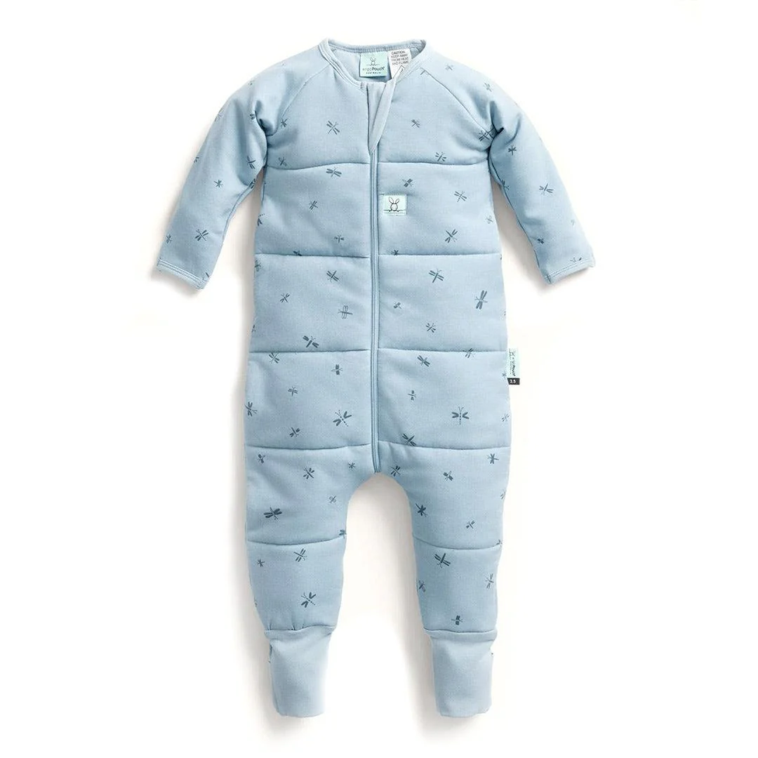 ergoPouch - Organic Winter Long Sleeved Sleep Onesie - 3.5 TOG - Blue Dragonflies