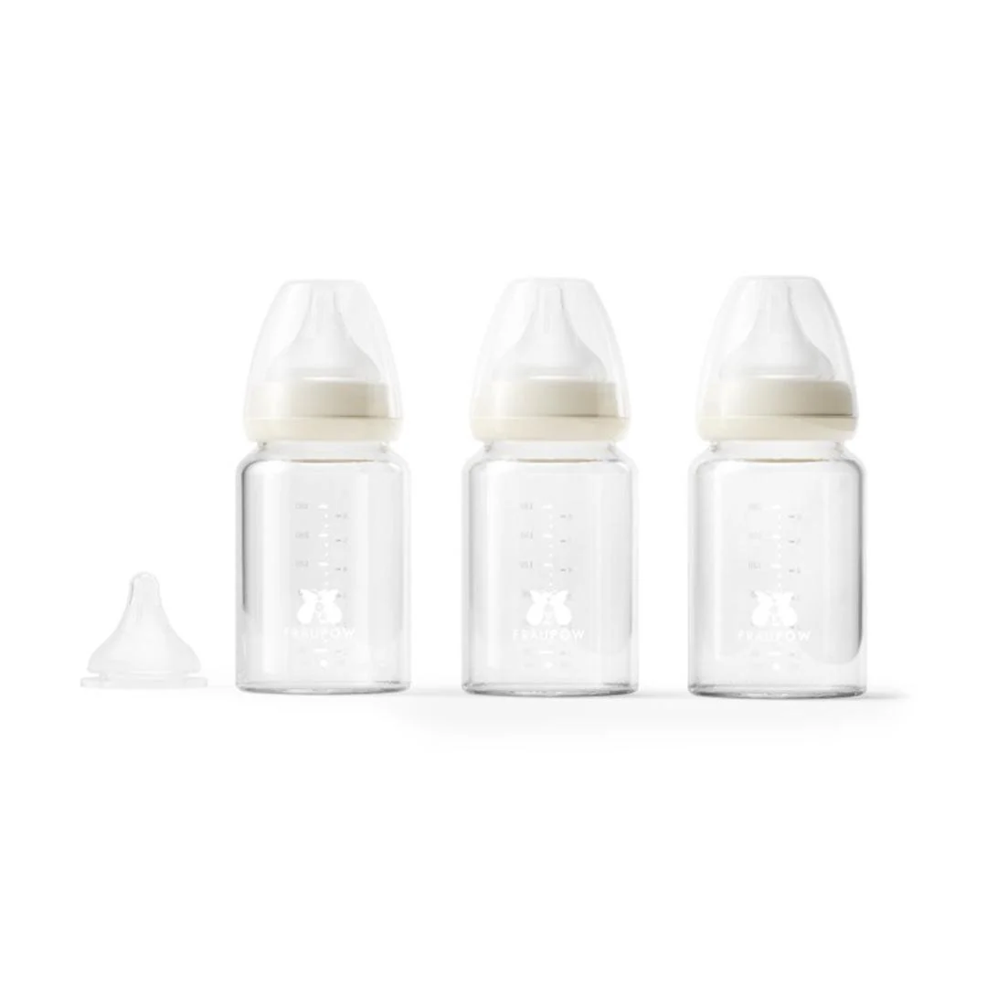 Fraupow Combi-Feed Glass Baby Bottles | Pack of 3