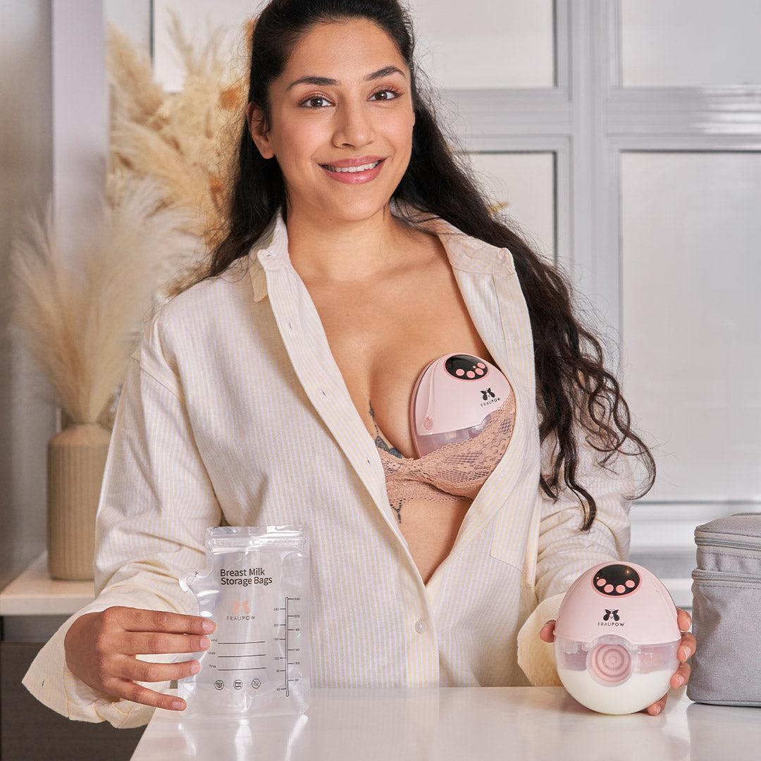 Fraupow Viva Pro Wearable Hands-Free Breast Pump - Pink - Image 3