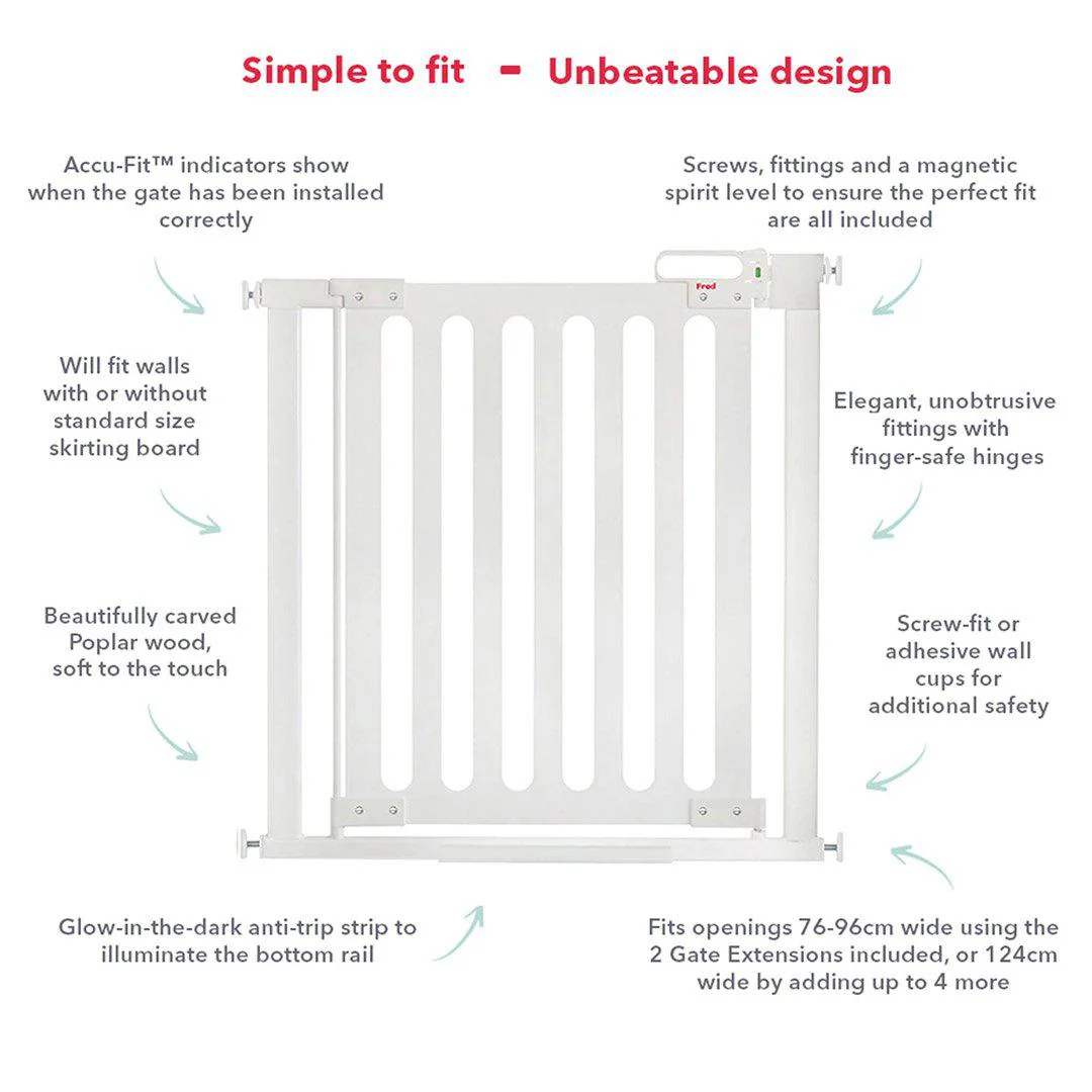 Fred Pressure Fit Stairgate - White Wood Panel/Pure White Fittings - Image 5