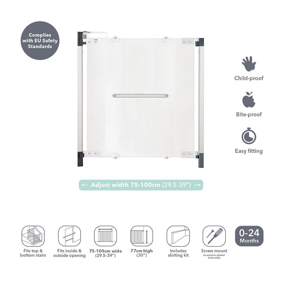 Fred Screw Fit Stairgate - Clear Acrylic Panel/Dark Grey Fittings - Image 8