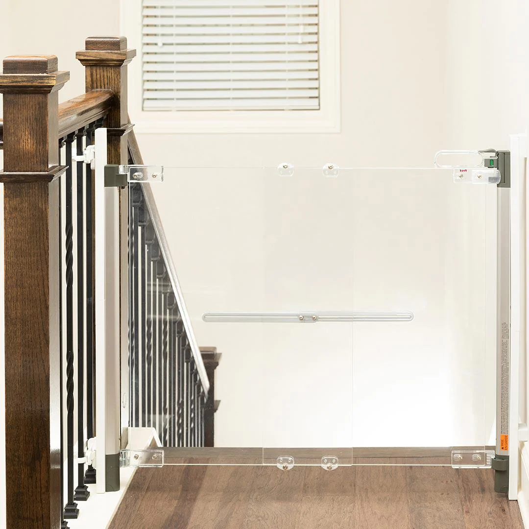Fred Screw Fit Stairgate - Clear Acrylic Panel/Dark Grey Fittings - Image 9