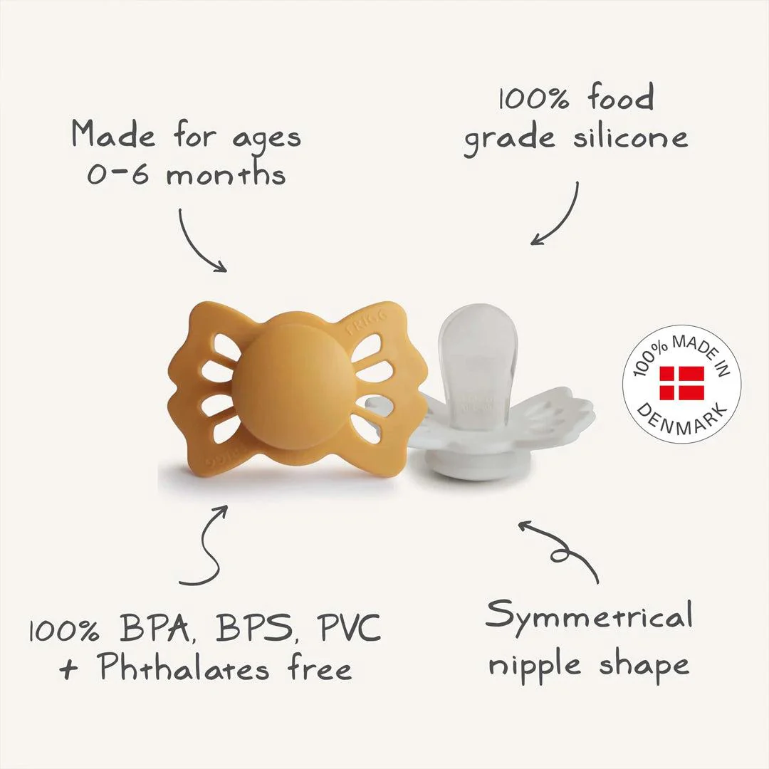 FRIGG Lucky Symmetrical Silicone Pacifier - 2 Pack - Honey Gold/Cream - Image 5