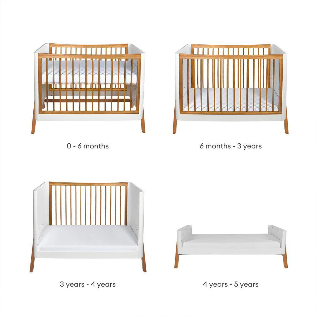 Gaia Baby Hera Cot Bed 'Studio Edit' - White / Oak - Image 5