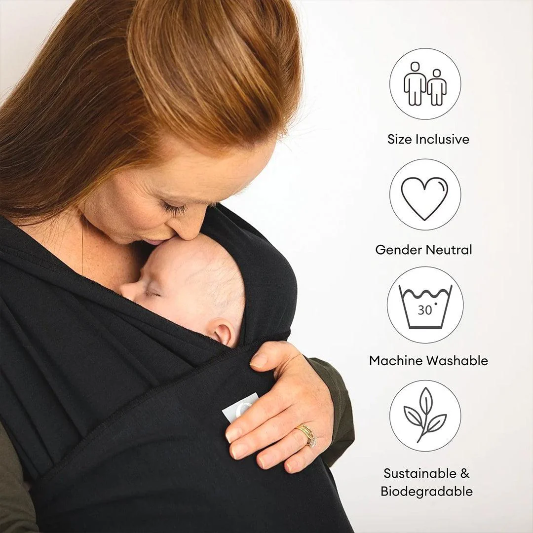 Gaia Baby Gaia Stretchy Baby Wrap Carrier - Organic Cotton - Ebony - Image 4