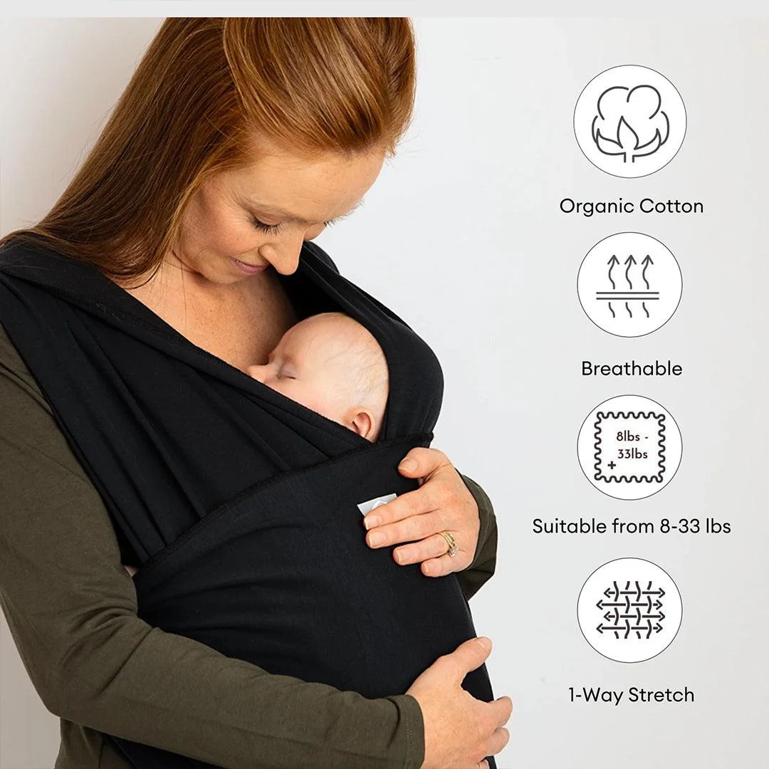 Gaia Baby Gaia Stretchy Baby Wrap Carrier - Organic Cotton - Ebony - Image 7