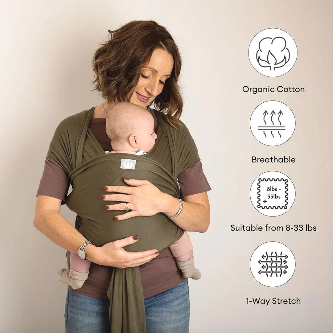 Gaia Baby Gaia Stretchy Baby Wrap Carrier - Organic Cotton - Forest Green - Image 6