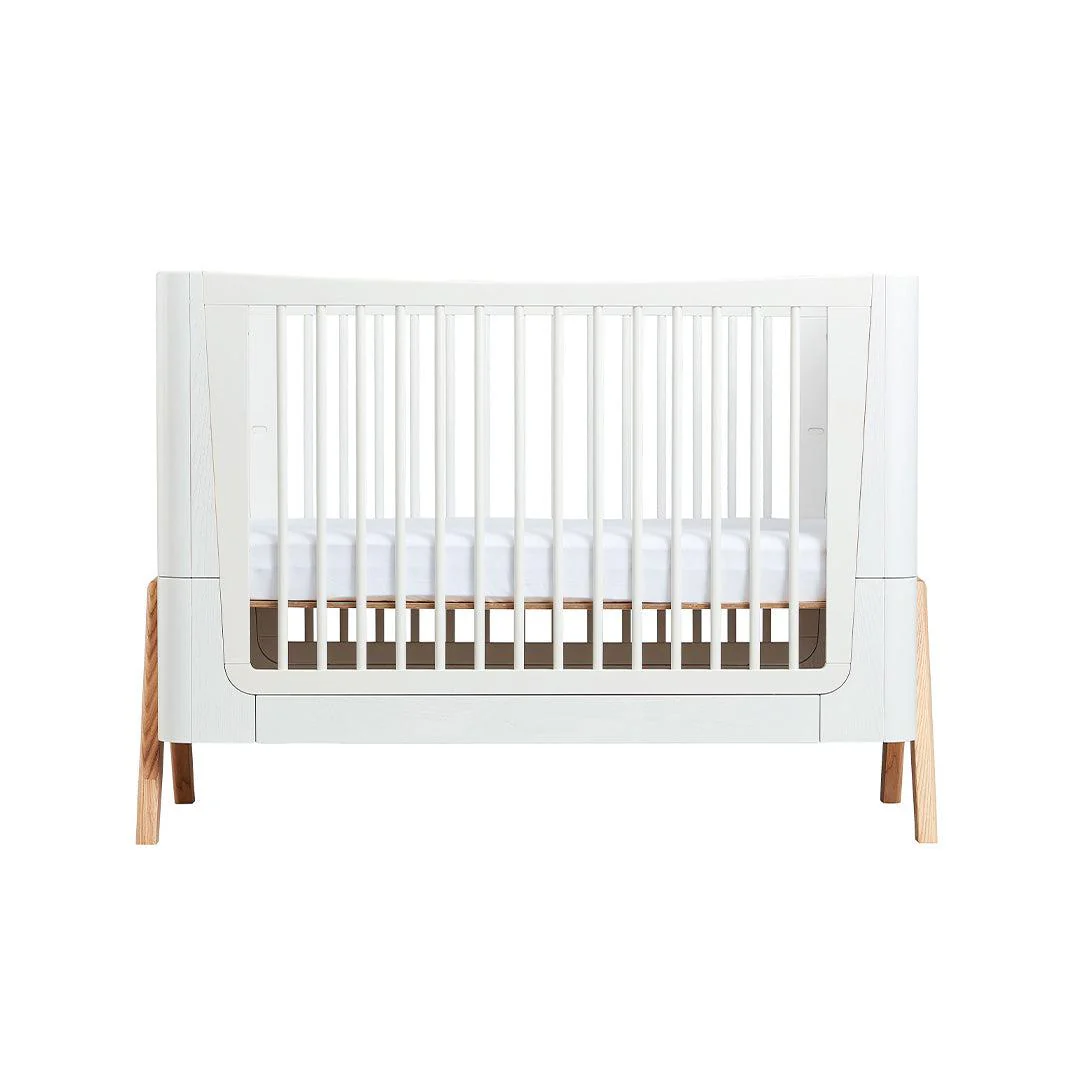 Gaia Baby Hera Cot Bed + Bedside Crib Two Piece Bundle - Scandi-White + Natural - Image 12