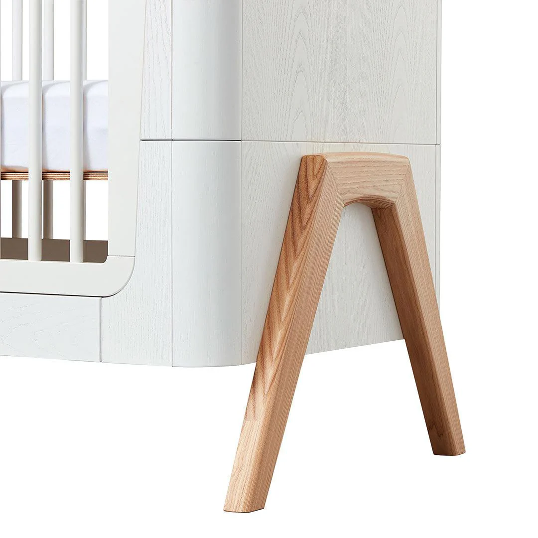 Gaia Baby Hera Cot Bed + Bedside Crib Two Piece Bundle - Scandi-White + Natural - Image 19