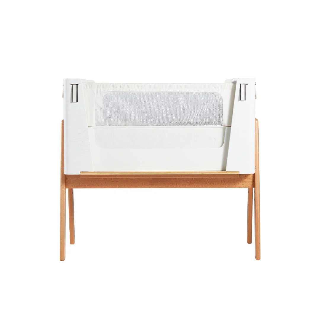 Gaia Baby Hera Cot Bed + Bedside Crib Two Piece Bundle - Scandi-White + Natural - Image 7