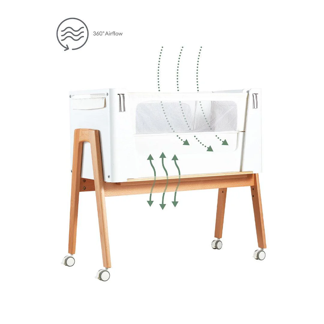 Gaia Baby Hera Cot Bed + Bedside Crib Two Piece Bundle - Scandi-White + Natural - Image 8