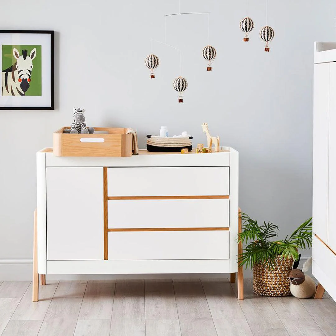 Gaia Baby Hera Cot Bed + Dresser Two Piece Bundle - 	Scandi-White + Natural - Image 4