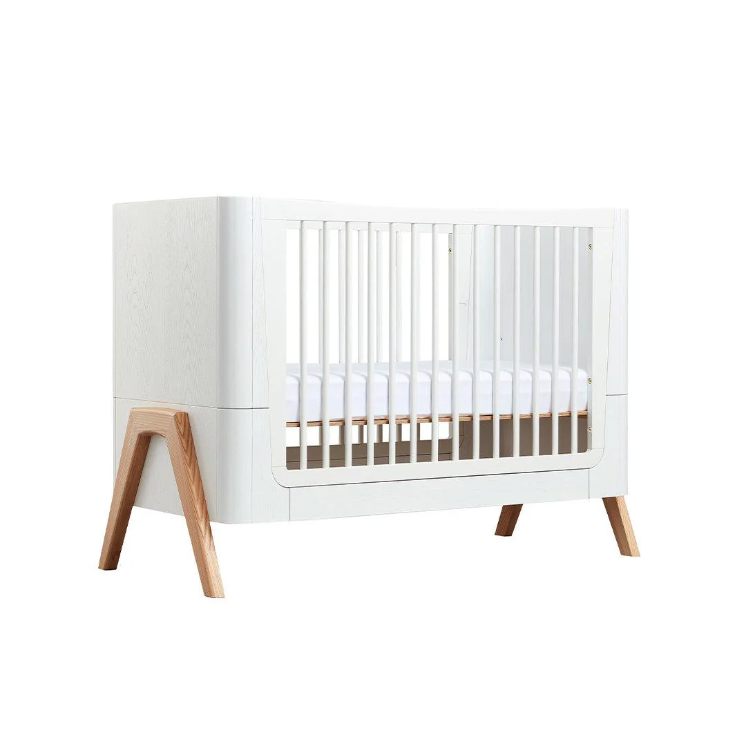 Gaia Baby Hera Cot Bed + Dresser Two Piece Bundle - 	Scandi-White + Natural - Image 8