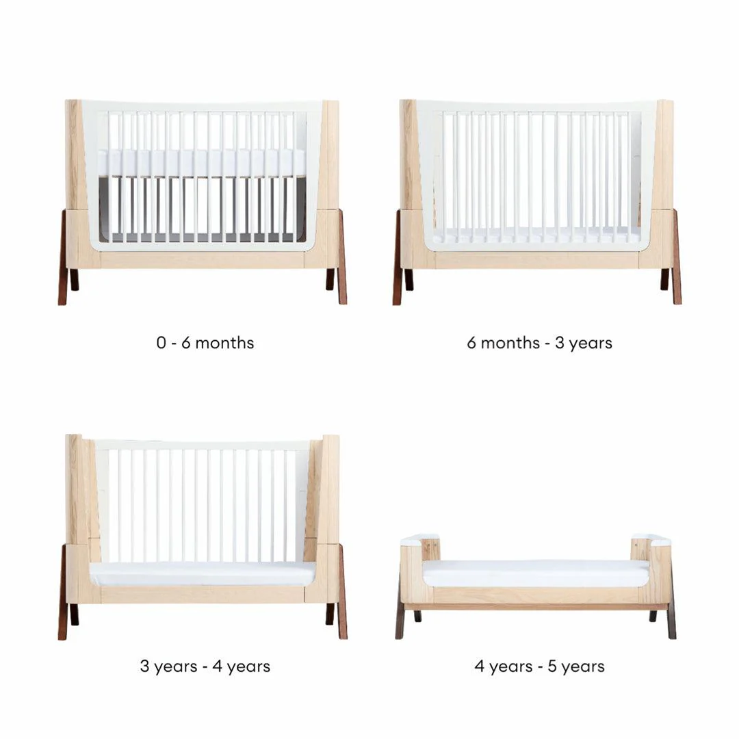 Gaia Baby Hera Cot Bed + Dresser + Wardrobe Three Piece Bundle - Natural + Walnut - Image 7