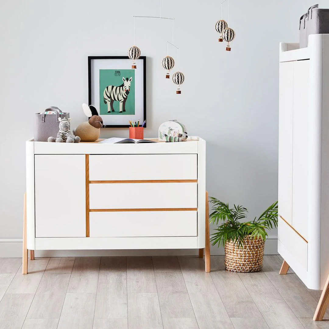 Gaia Baby Hera Cot Bed + Dresser + Wardrobe Three Piece Bundle - Scandi-White + Natural - Image 5