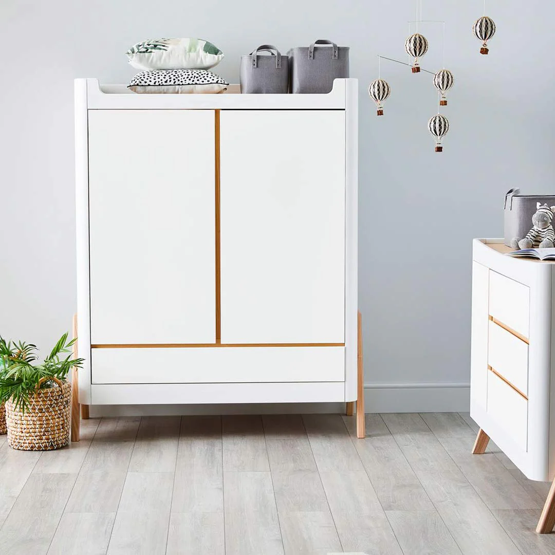Gaia Baby Hera Cot Bed + Dresser + Wardrobe Three Piece Bundle - Scandi-White + Natural - Image 8