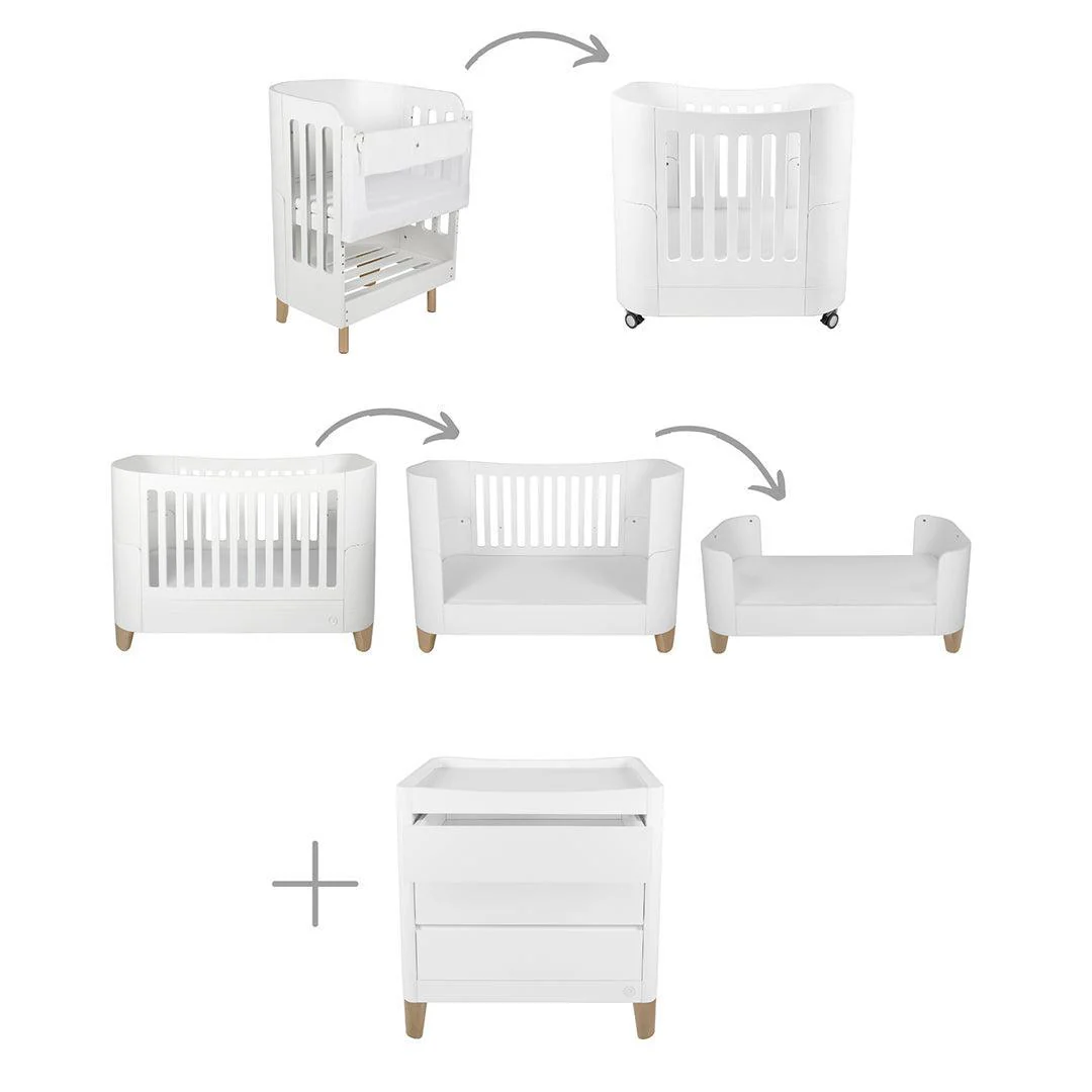 Gaia Baby Serena "All-In-One" and Dresser Set Bundle - White / Natural