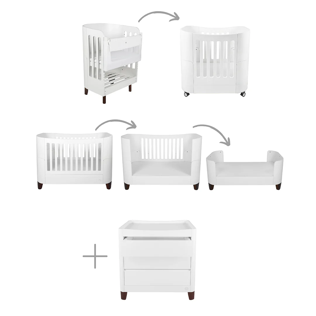 Gaia Baby Serena "All-In-One" and Dresser Set - White / Walnut