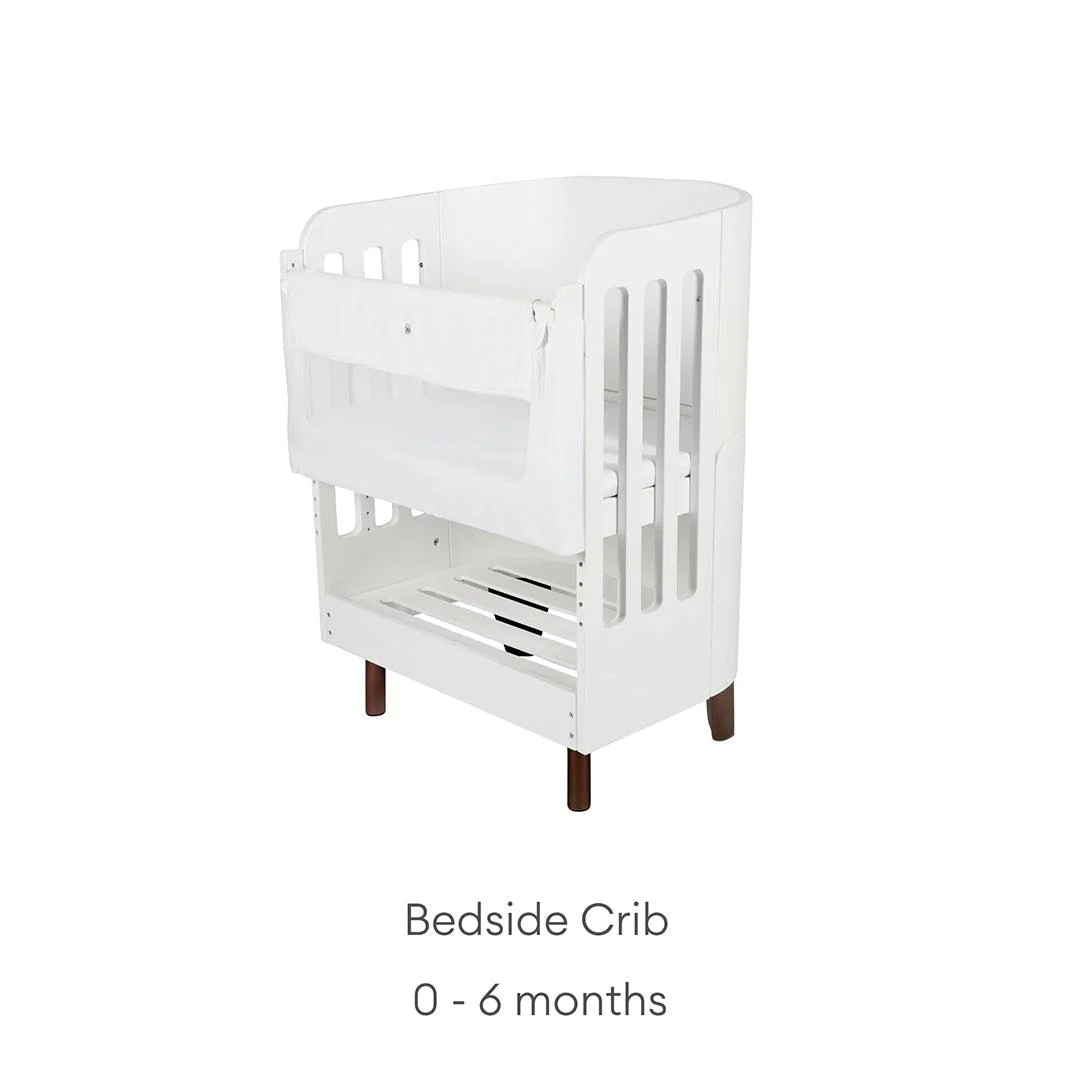 Gaia Baby Serena Cot Bed + Bedside Crib - Includes Bedside mattress - White / Walnut - Image 4