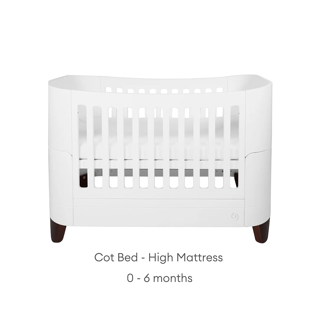 Gaia Baby Serena Cot Bed + Bedside Crib - Includes Bedside mattress - White / Walnut - Image 5