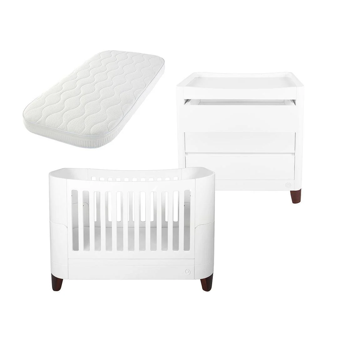 Gaia Baby Serena Cot Bed & Dresser Set - White / Walnut - Image 10