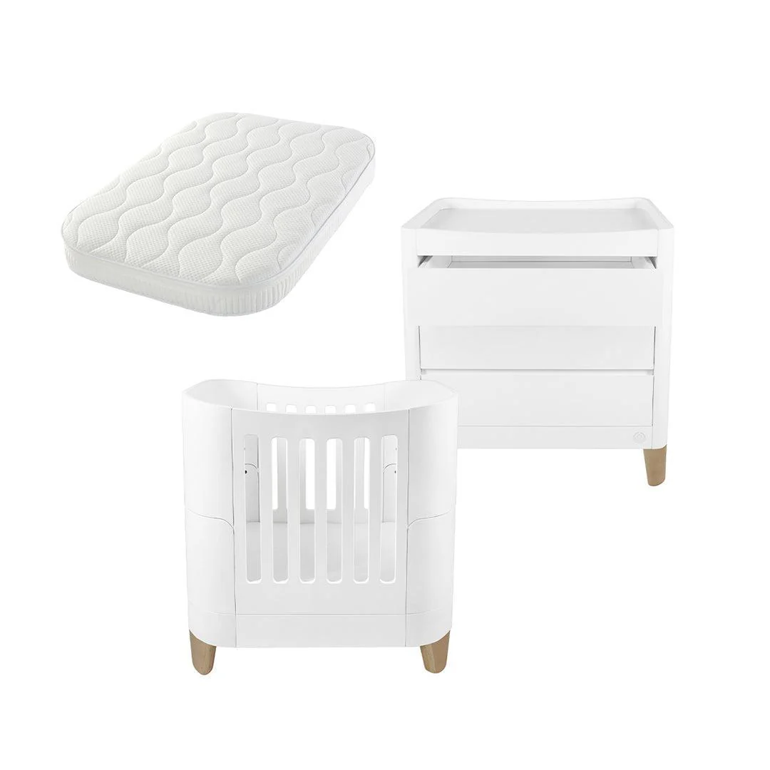 Gaia Baby Serena Mini Cot and Dresser Set - White / Natural - Image 3